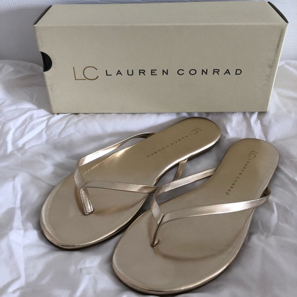 lauren conrad gold flip flops